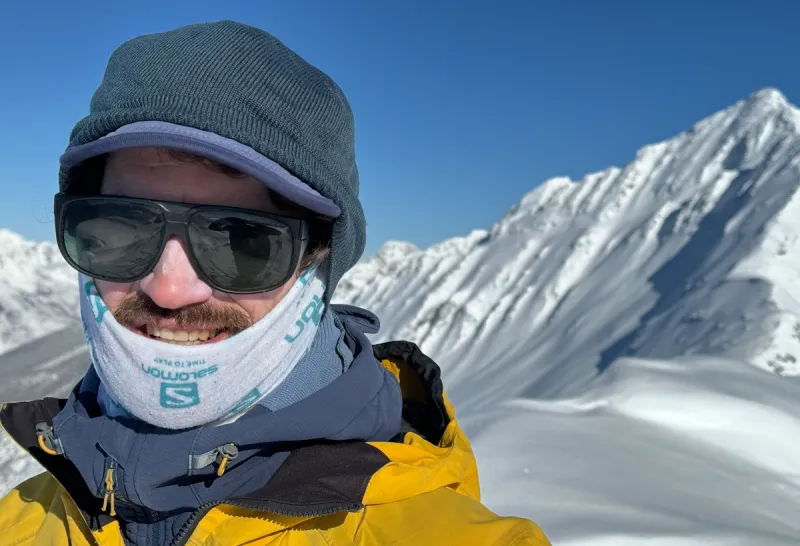 OUTMAP team member JF about to ski Video peak north