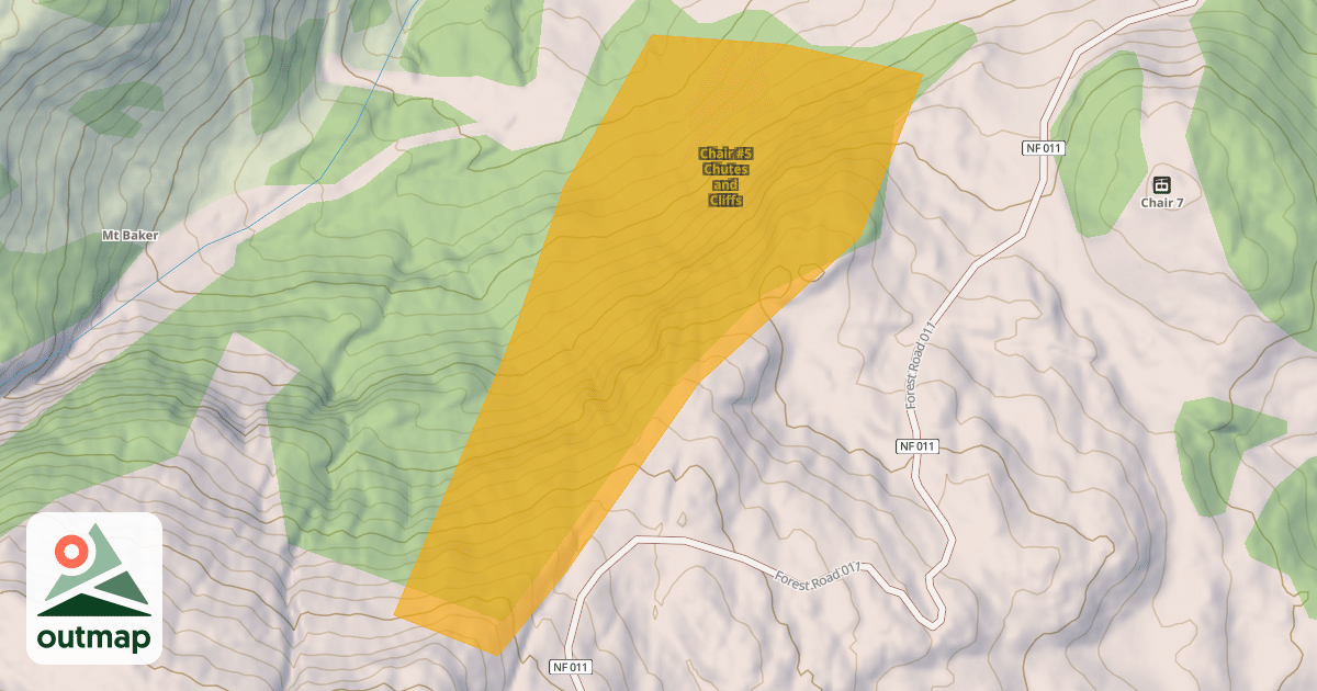 Map of Chair #5 Chutes and Cliffs