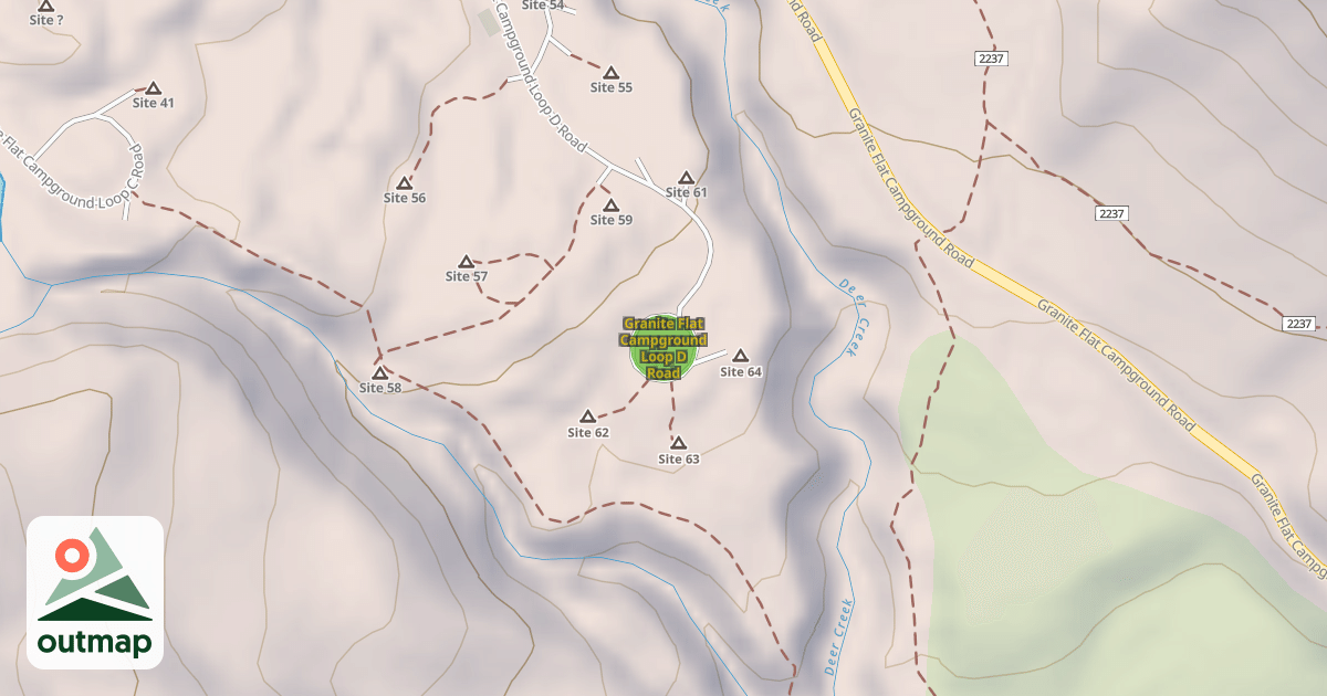 Map of Granite Flat Campground Loop D Road