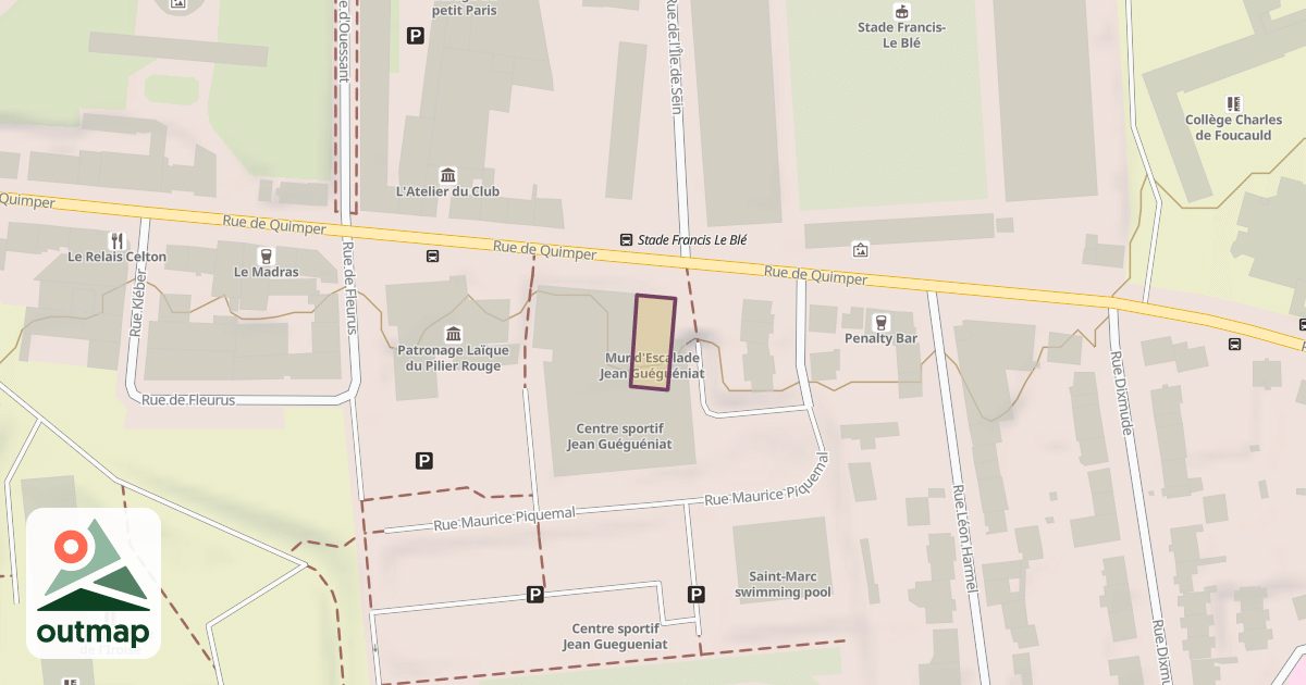 Map of Mur d'Escalade Jean Guéguéniat