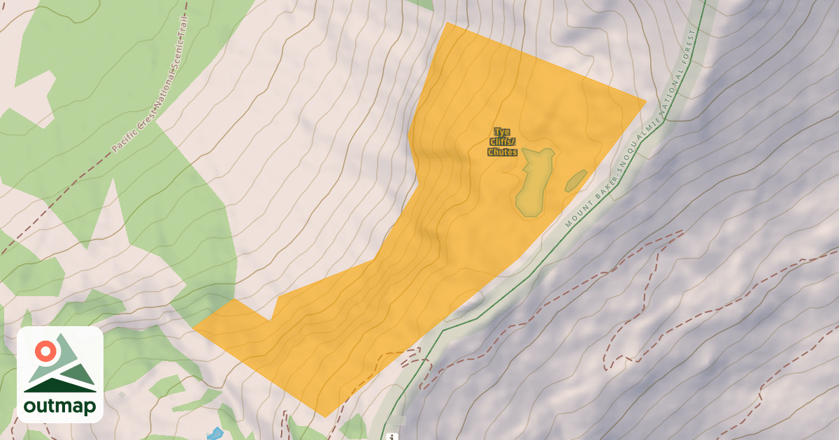 Map of Tye Cliffs/Chutes