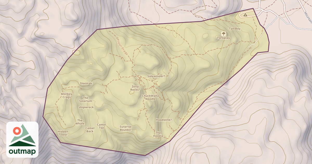 Map of Fairview Mountain rock climbing