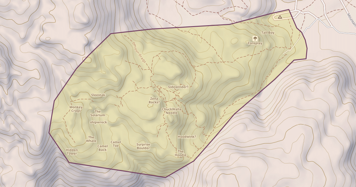 Map preview of Fairview Mountain rock climbing