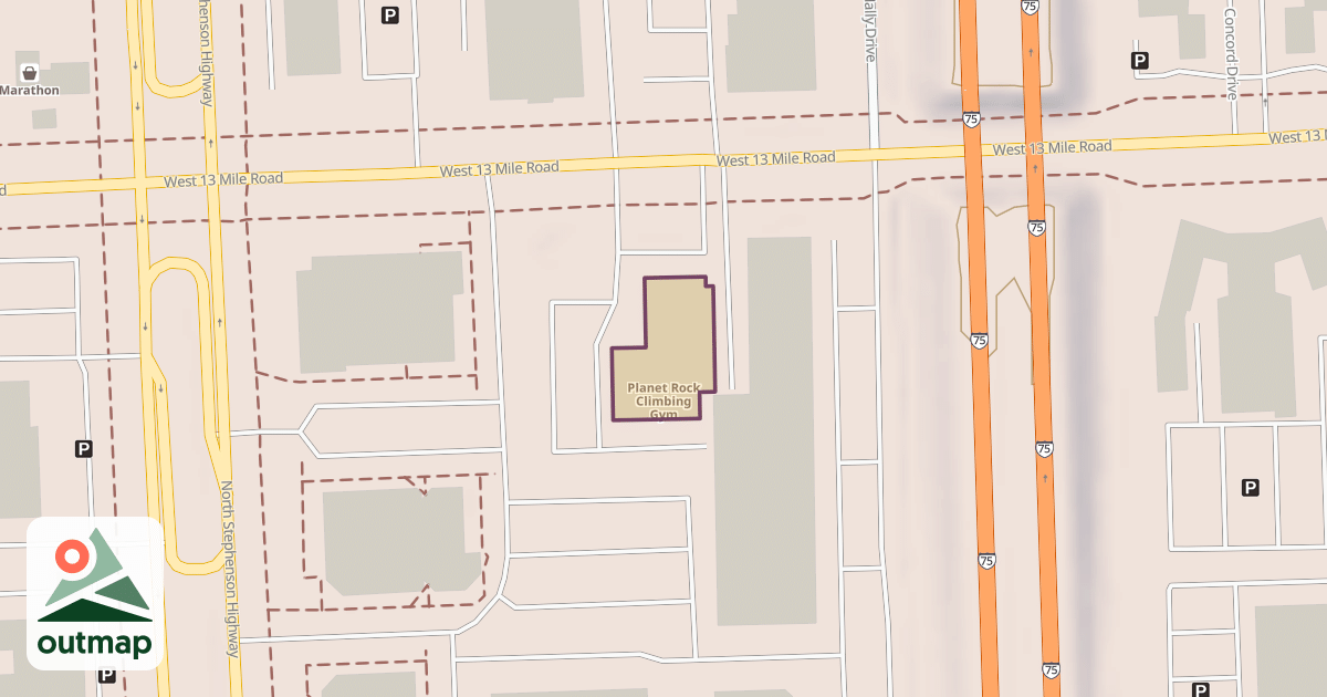 Map of Planet Rock Climbing Gym