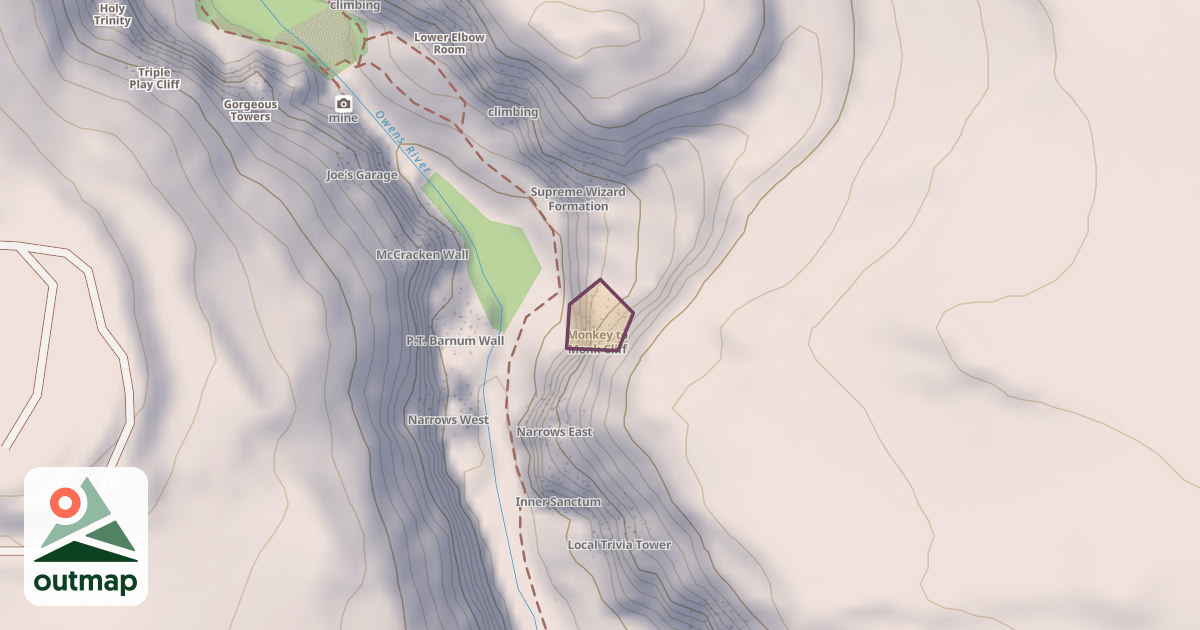 Map of Monkey to Monk Cliff