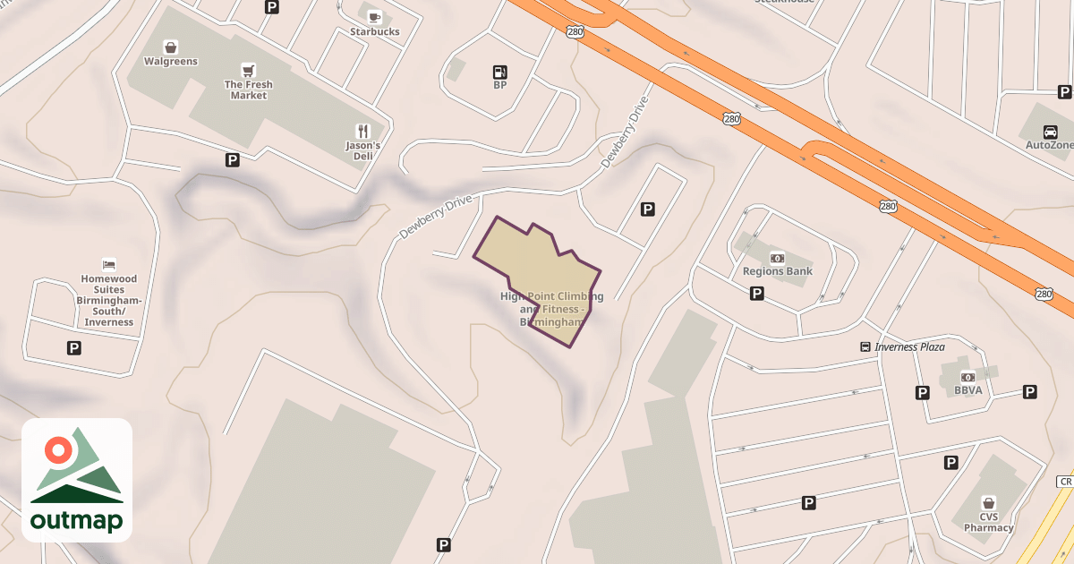 Map of High Point Climbing and Fitness - Birmingham