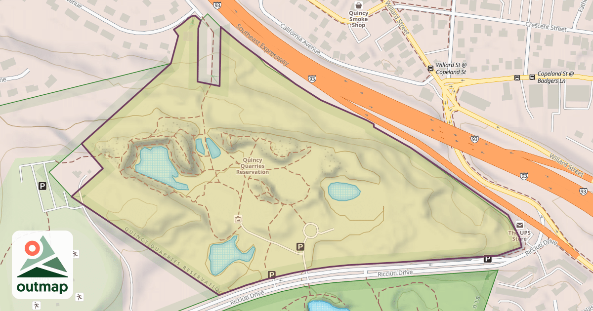 Map of Quincy Quarries Reservation