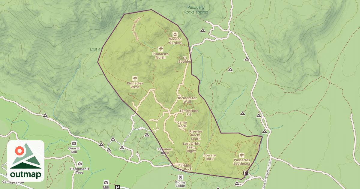 Map of Holcomb Valley Pinnacles