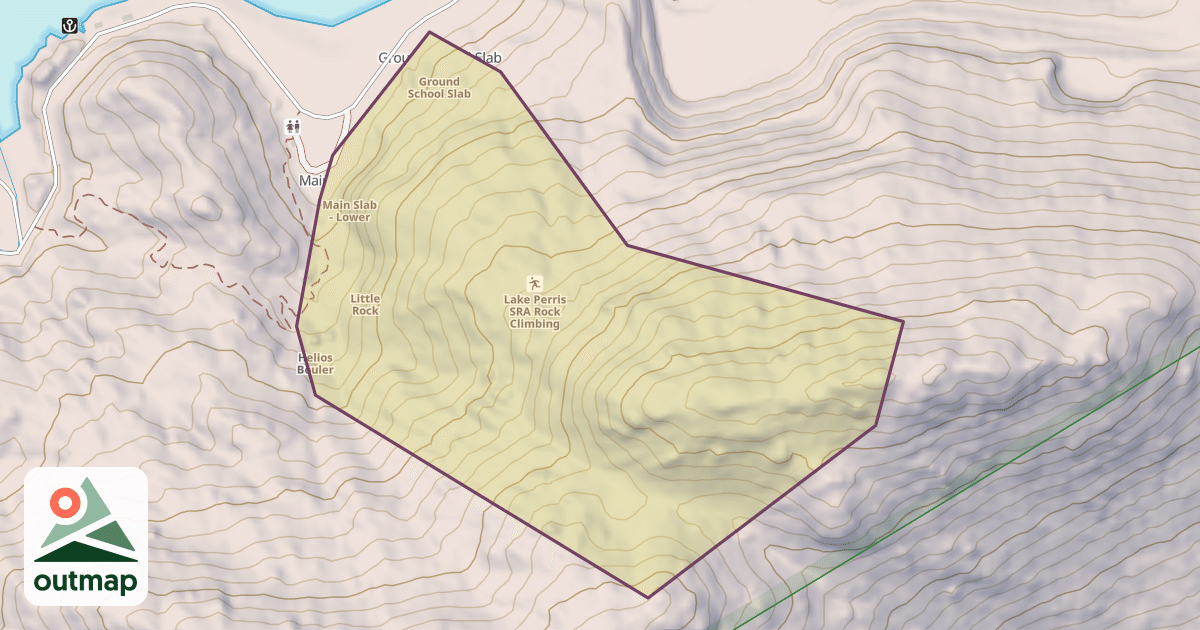 Map of Lake Perris SRA Rock Climbing