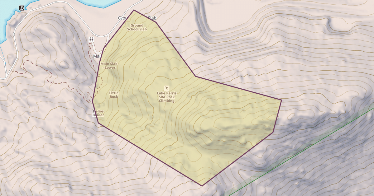 Map preview of Lake Perris SRA Rock Climbing