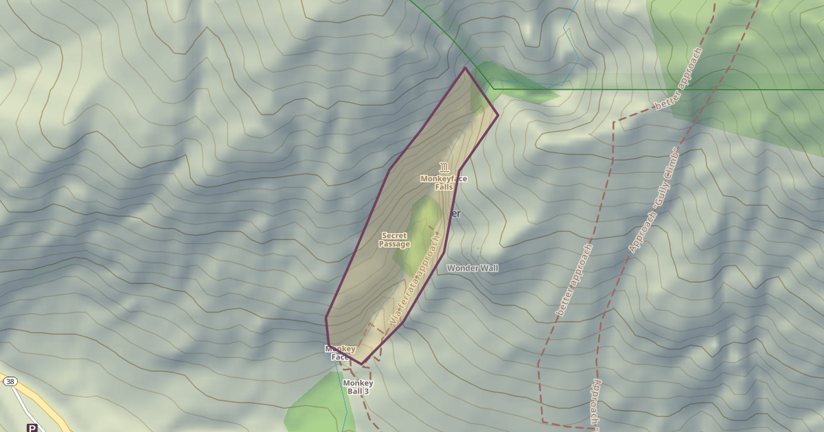 Map preview of Monkeyface Falls