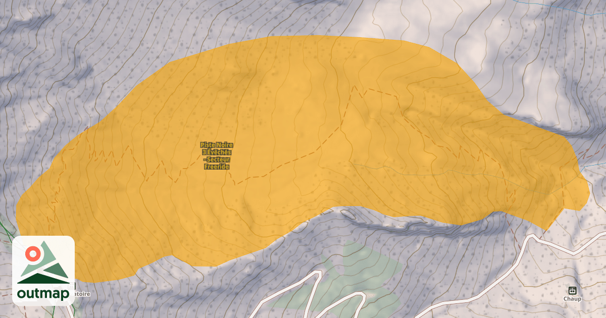 Map of Piste Noire 3 Évêchés - Secteur Freeride