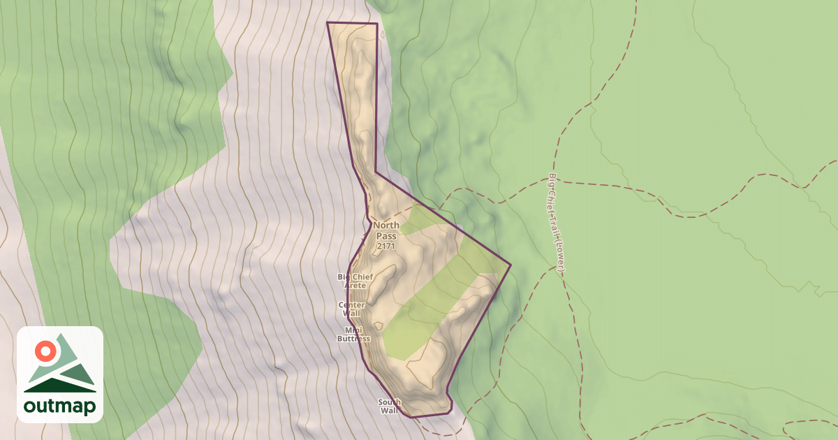 Map of Big Chief Climbing Area