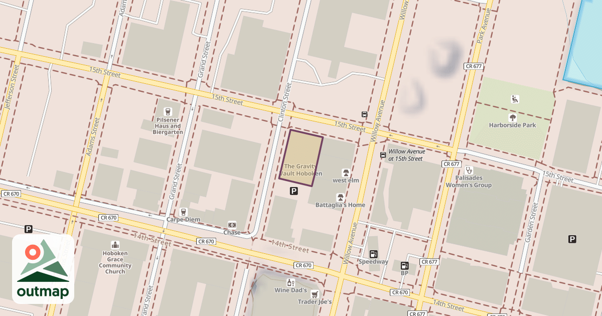 Map of The Gravity Vault Hoboken in Hudson