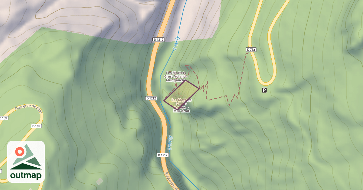 Map of Les Mottets Crest-Voland - Mur droit