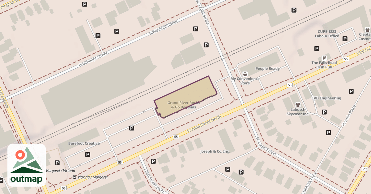Map of Grand River Rocks & Go Bananas