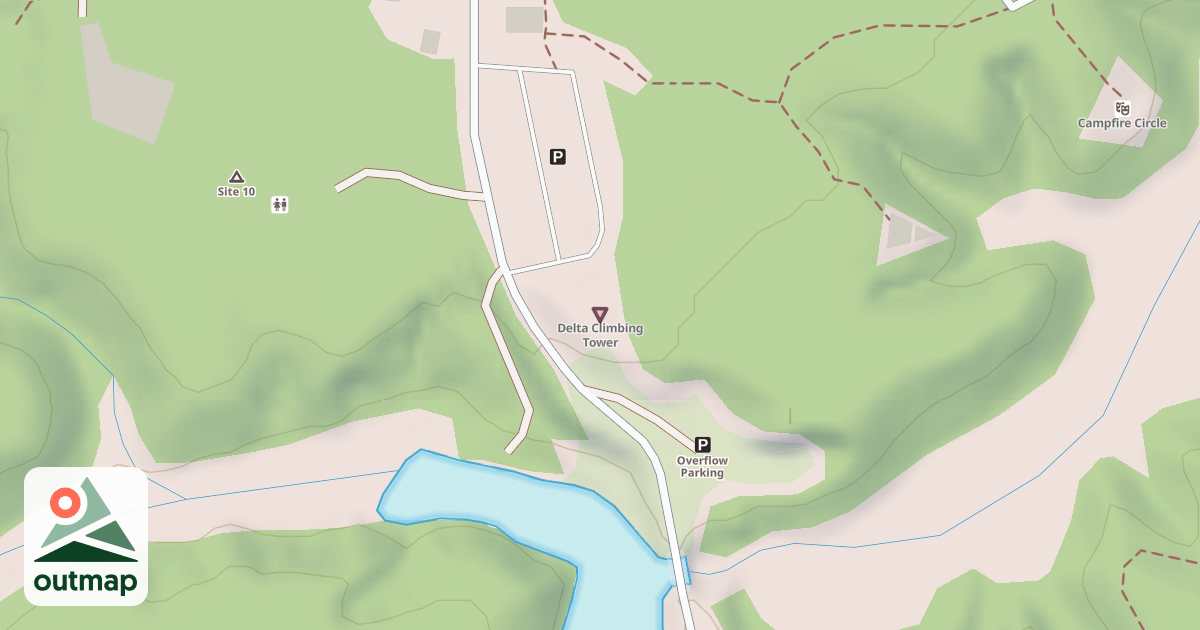 Map of Delta Climbing Tower in Surry