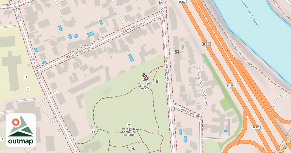 Map of Mur d'escalade Eugène Varlin