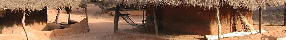 Guinea-Bissau — Caravela Island (Guinea-Bissau) banner Thatched houses