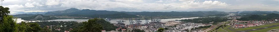Panama — Panama canal panoramic view from the top of Ancon hill