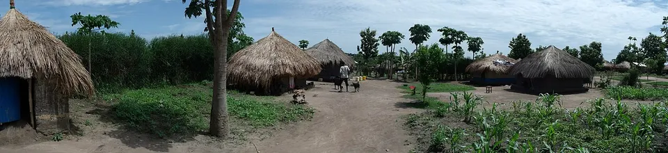 South Sudan — Huts in Yei township, South Sudan