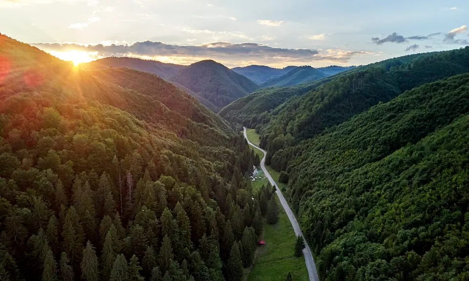 Mountain valley at sunset — MARAMURES, Romania
