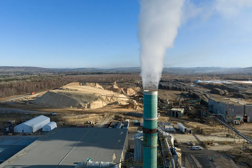 Pulp mill steam plume — New Brunswick, Canada