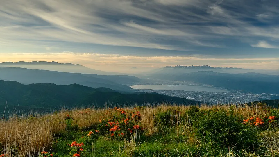 Mountain panorama and wildflowers — Nagano, Japan
