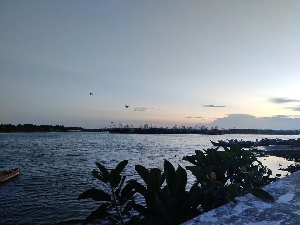 Coastal water at dusk — Puducherry, India