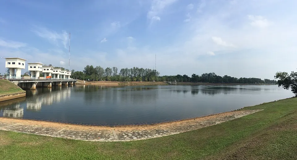 Lake and wooded shoreline — Narathiwat Province, Thailand
