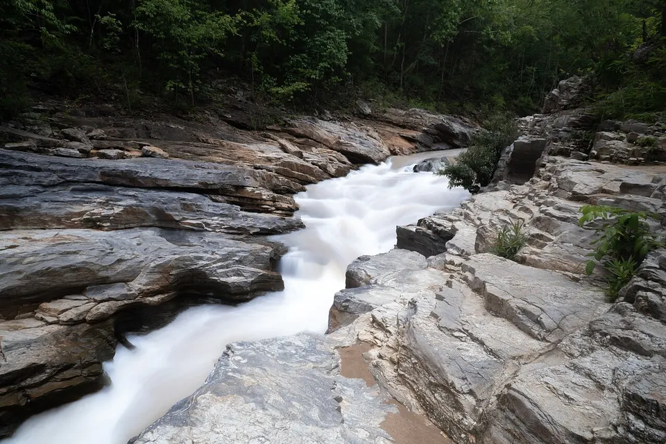 River rapids over rock terraces — Chiang Mai Province, Thailand