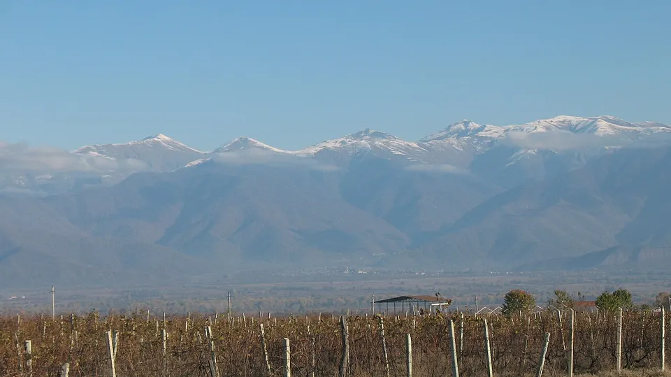Mountain range beneath a clear sky — Kakheti, Georgia