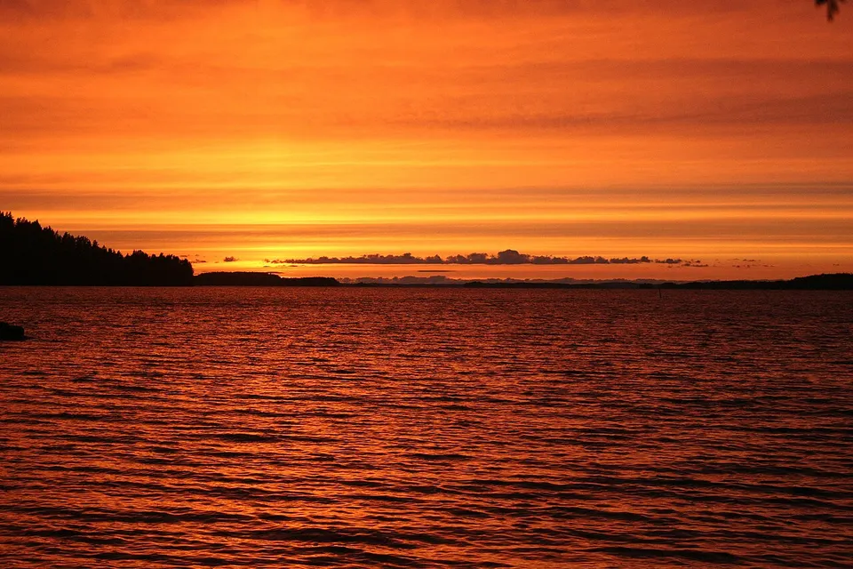 Sunset over a lake — North Karelia, Finland