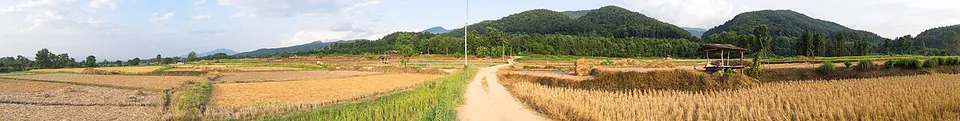 Country road and mountain scenery — Nan Province, Thailand