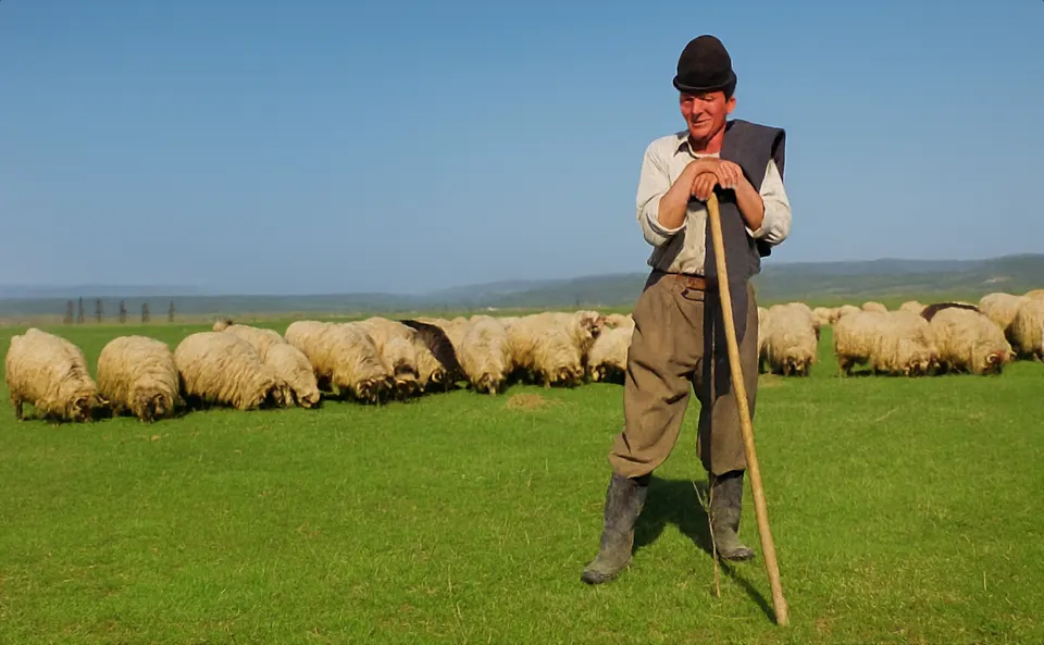Berger dans les paturages de Văcarea (Gorj) — GORJ, Romania