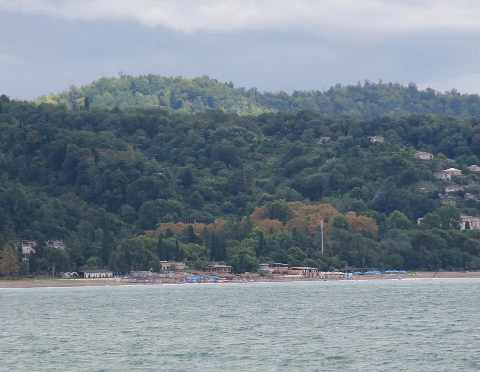 Coastal hills and wooded shoreline — Abkhazia, Georgia