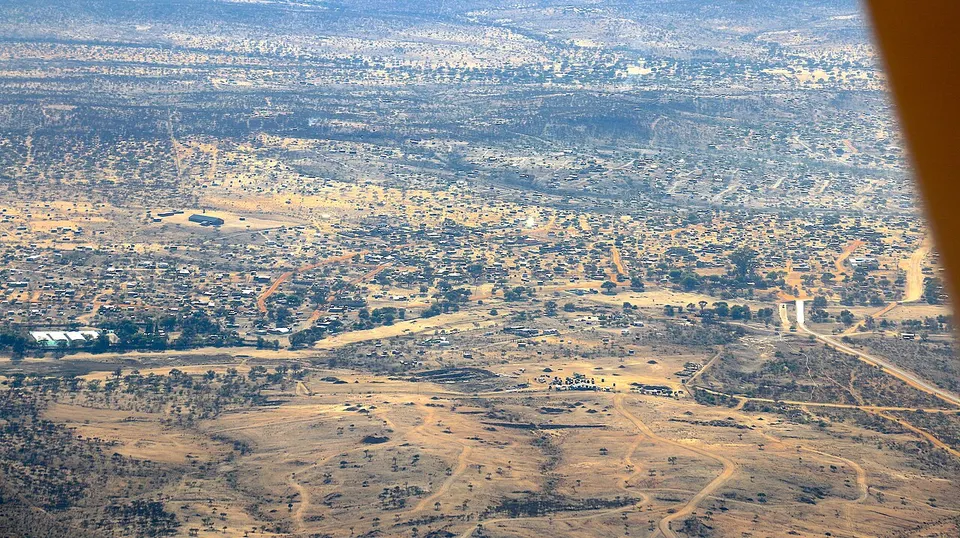 Aerial view of a settlement and arid landscape — Khomas, Namibia
