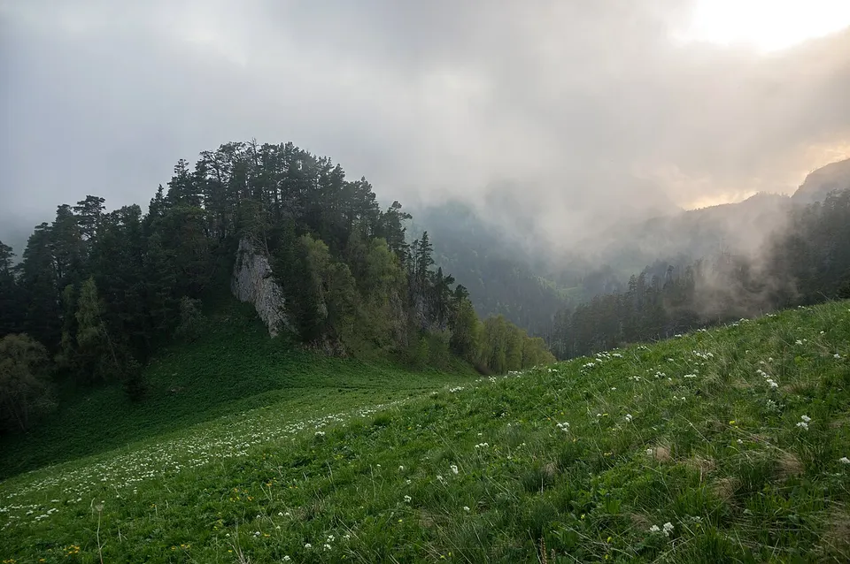 Acheshbok, Южные отроги горы Ачешбок, драматичные погодные условия раннего лета, Западный Кавказ — Adygea, Russia