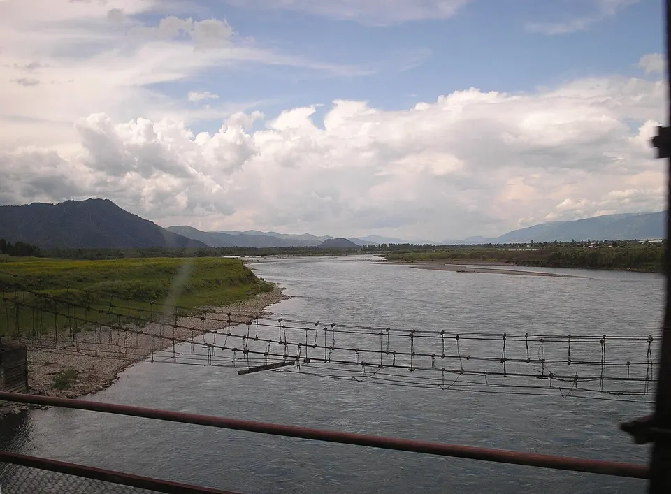 View on Katun River from the bridge near Multa — Altai Republic, Russia