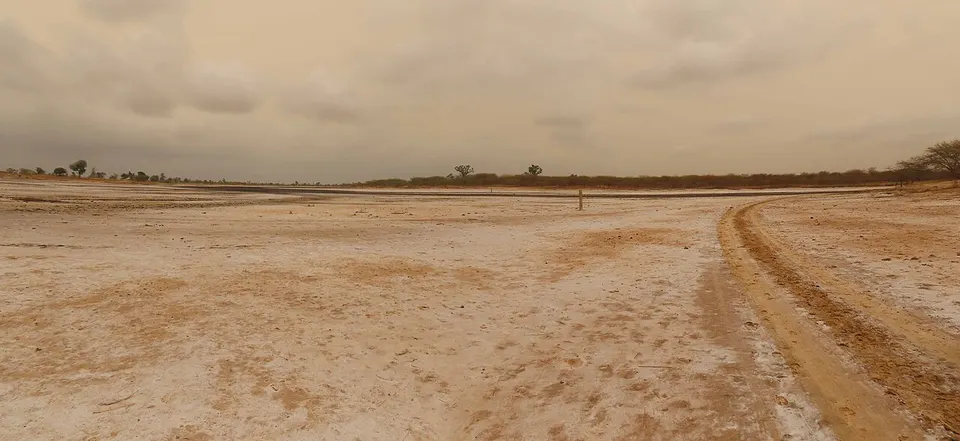 Salt-covered stretch of land in Senegal - Terrain couverte de sel à Sénégal - Tools yu xorom bii nangu fii cii Sénégal — Fatick, Senegal