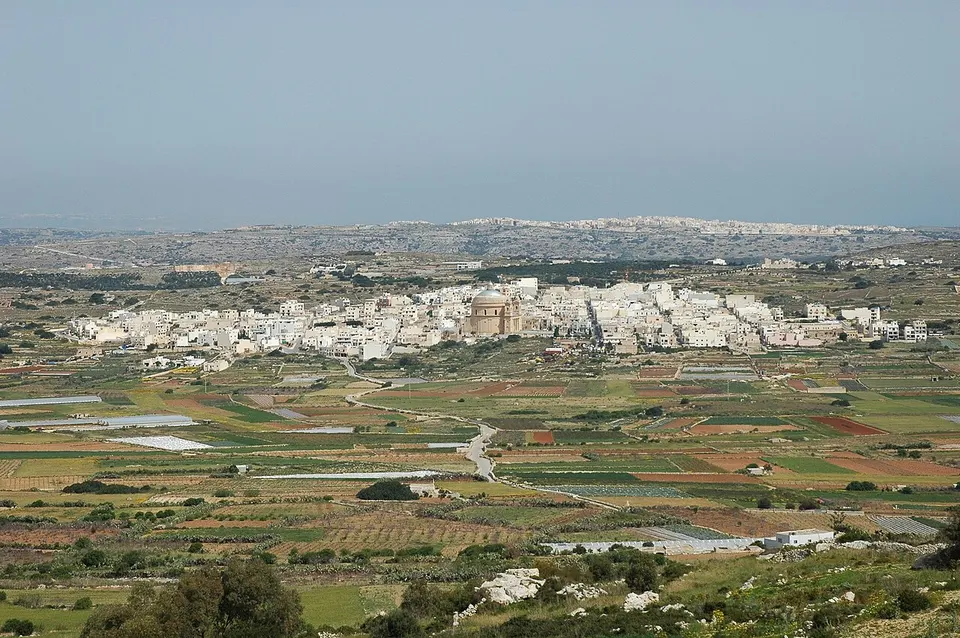 Terraced countryside and settlement — Mġarr, Malta