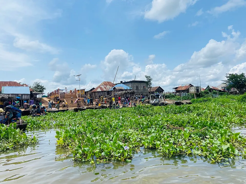 Tranquillité sur le lac aux portes du village — Oueme, Benin