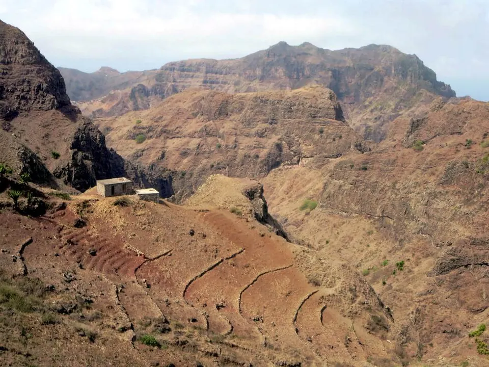 Terraced hills and mountain valley — São Miguel, Cabo Verde