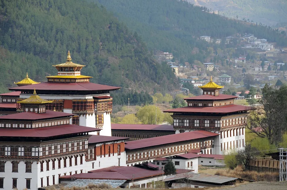 Monastery and mountain backdrop — Thimpu, Bhutan