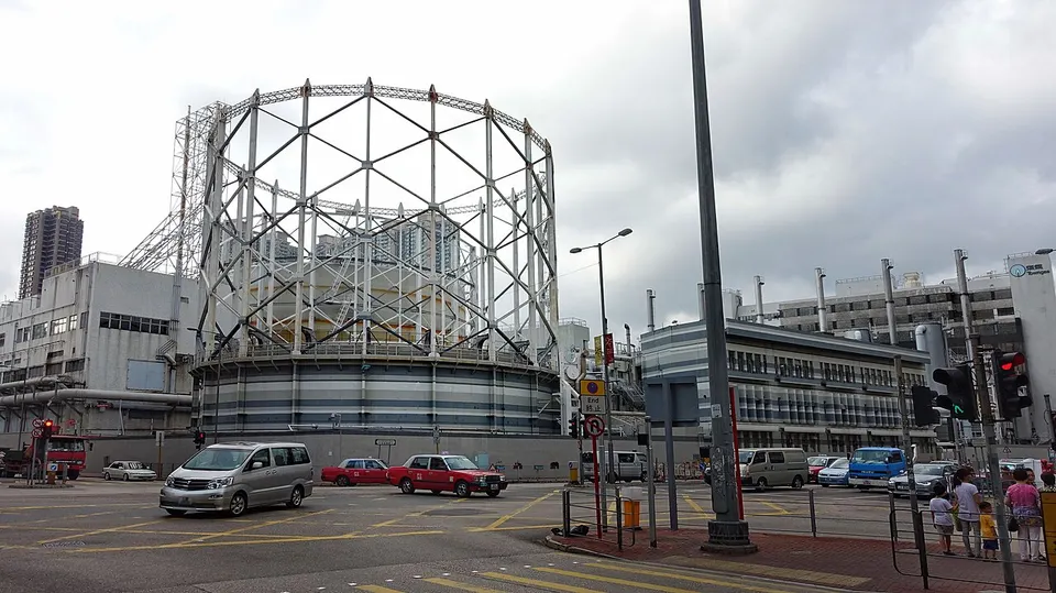 Gasholder (gasometer) of the Hong Kong and China Gas Company Limited, Ma Tau Kok (Hong Kong) — Kowloon City, Hong Kong