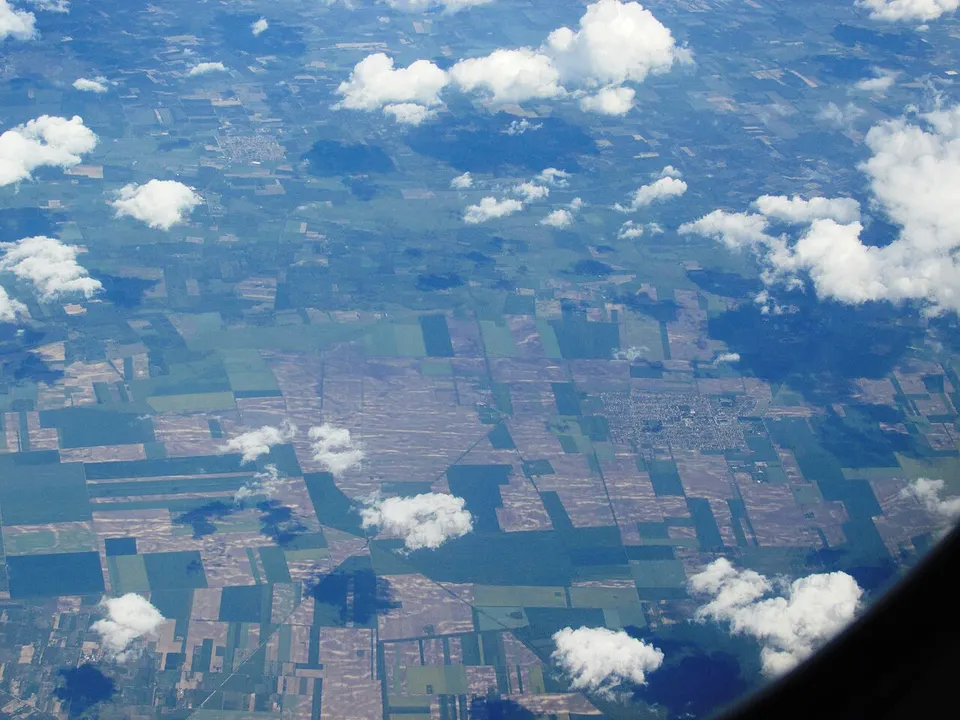 Aerial view of fields and countryside — SIBIU, Romania