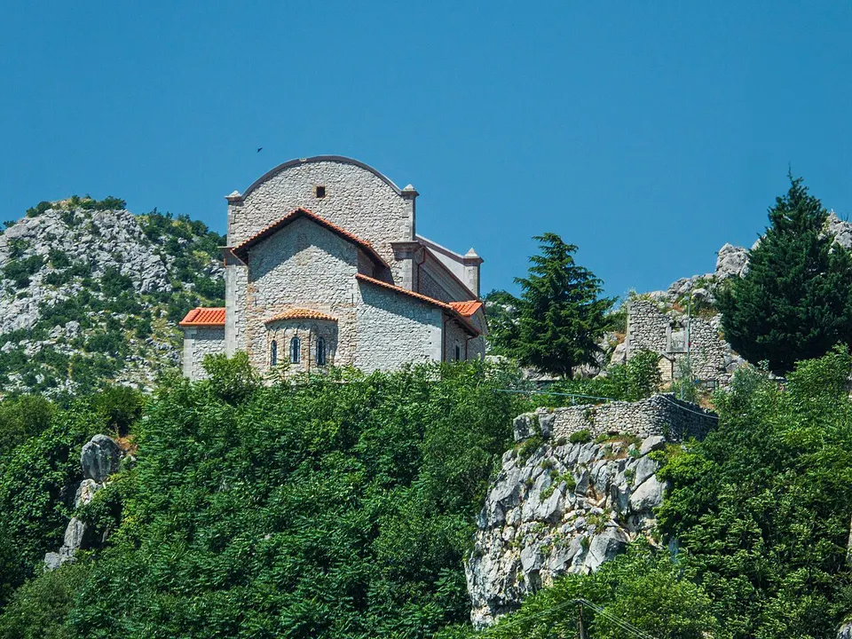 The Church of the Ascension is a stone Christian church situated on a hill overlooking the valley in the Rubik region, Albania — Lezhë, Albania