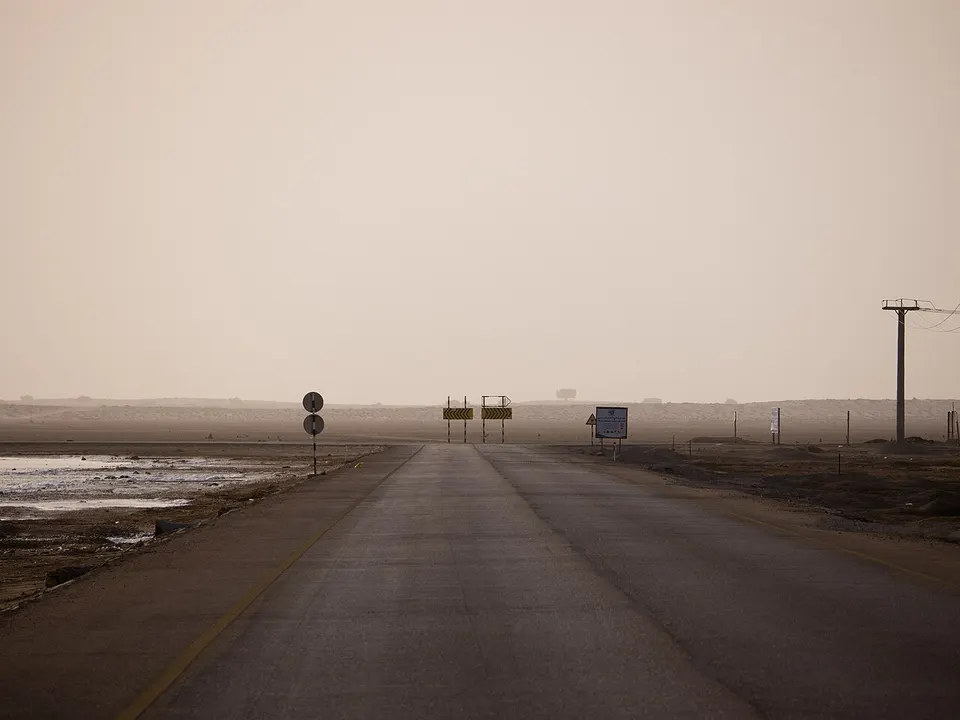 Al Ashkharah Coastal Road near the Shannah Port, Ash Sharqiyah South, Eastern Oman (June 2014) — Ash Sharqiyah, Oman