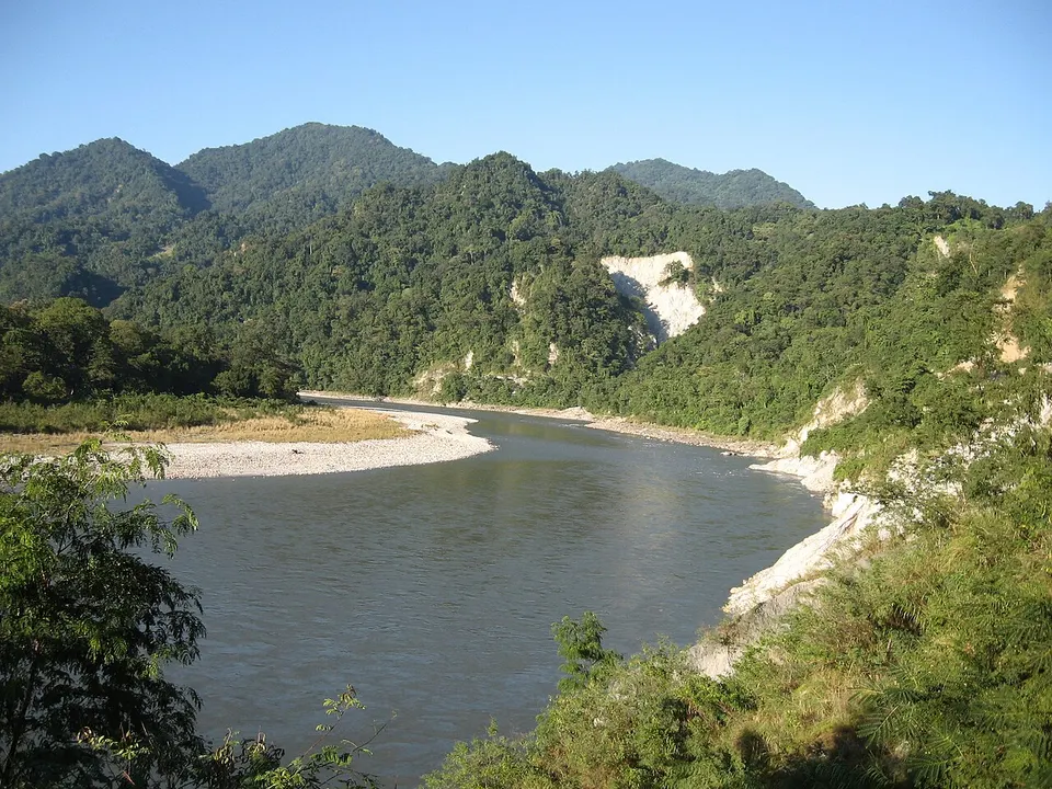 Manas River and Bhutan foothills, viewed from India — Zhemgang, Bhutan
