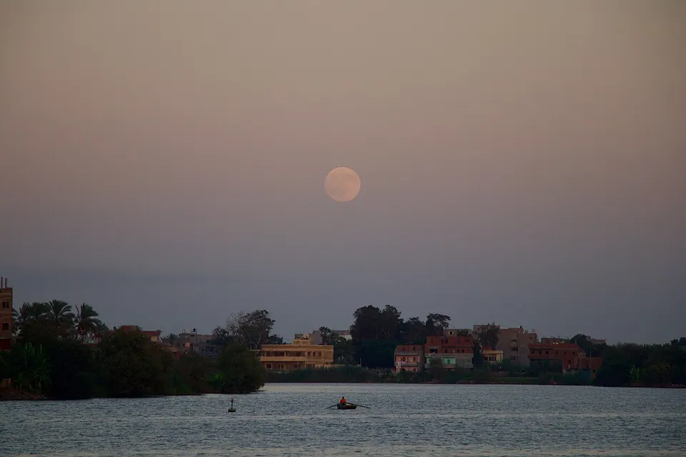 Moonrise On The Nile — Damietta Governorate, Egypt
